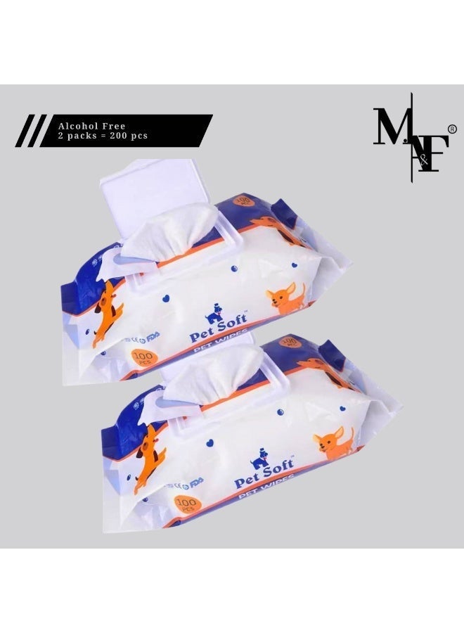 200PCS Pet Grooming Wipes for Dogs & Cats, Hypoallergenic Deodorizing Disposable No-Rinse Grooming Wipes, Extra Thick Bathing Wipes,Perfect for Pet Dry Cleaning,Daily Care and Travel
